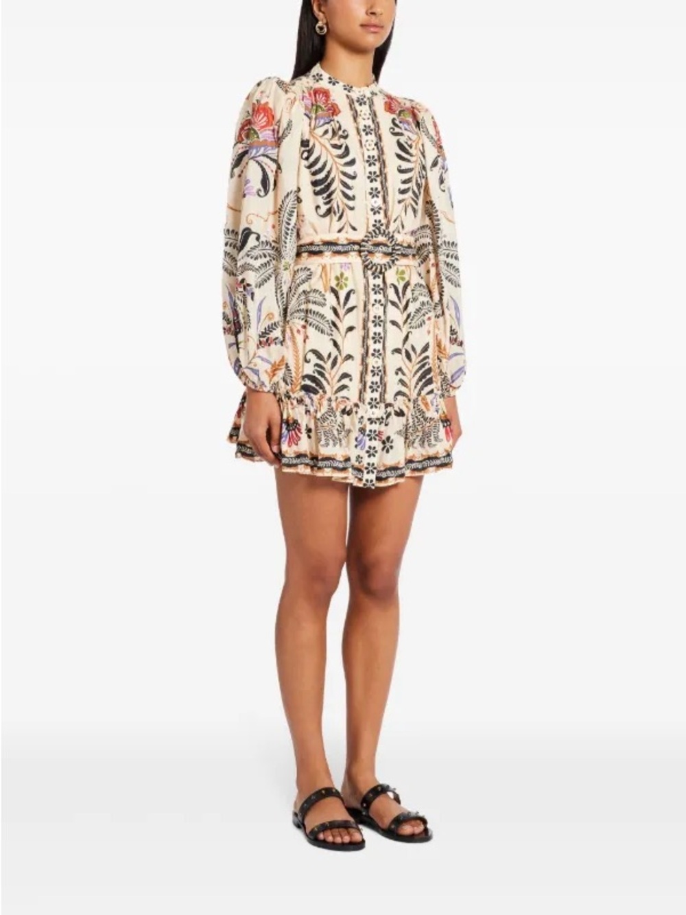 ‼️NEW Farm Rio Classic Nature Sand Long Sleeves Mini Dress